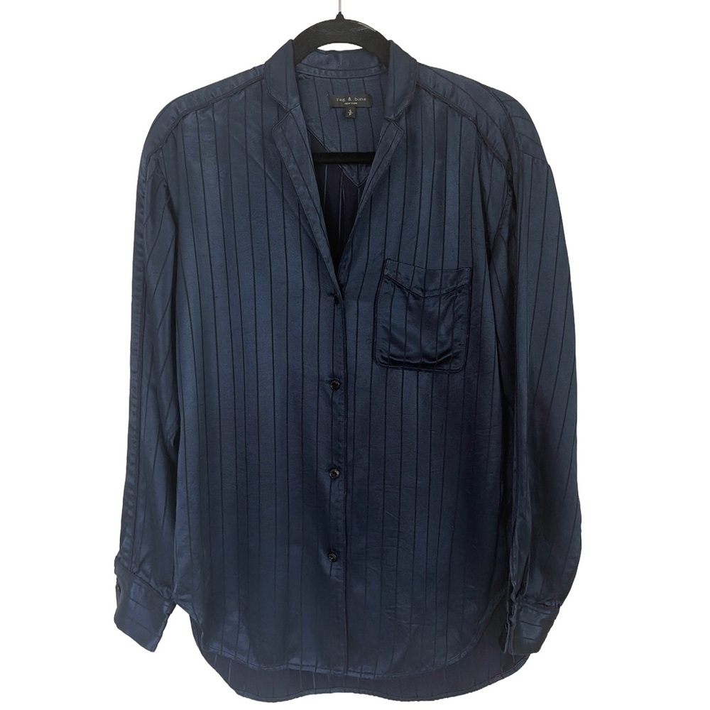Satin pinstripe blouse‎